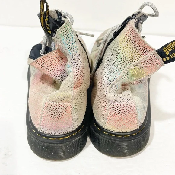 Dr Martens 1460 Ladies Size 6 Pascal Boots Rainbow Glitter Leather Laces Zip - Picture 4 of 7